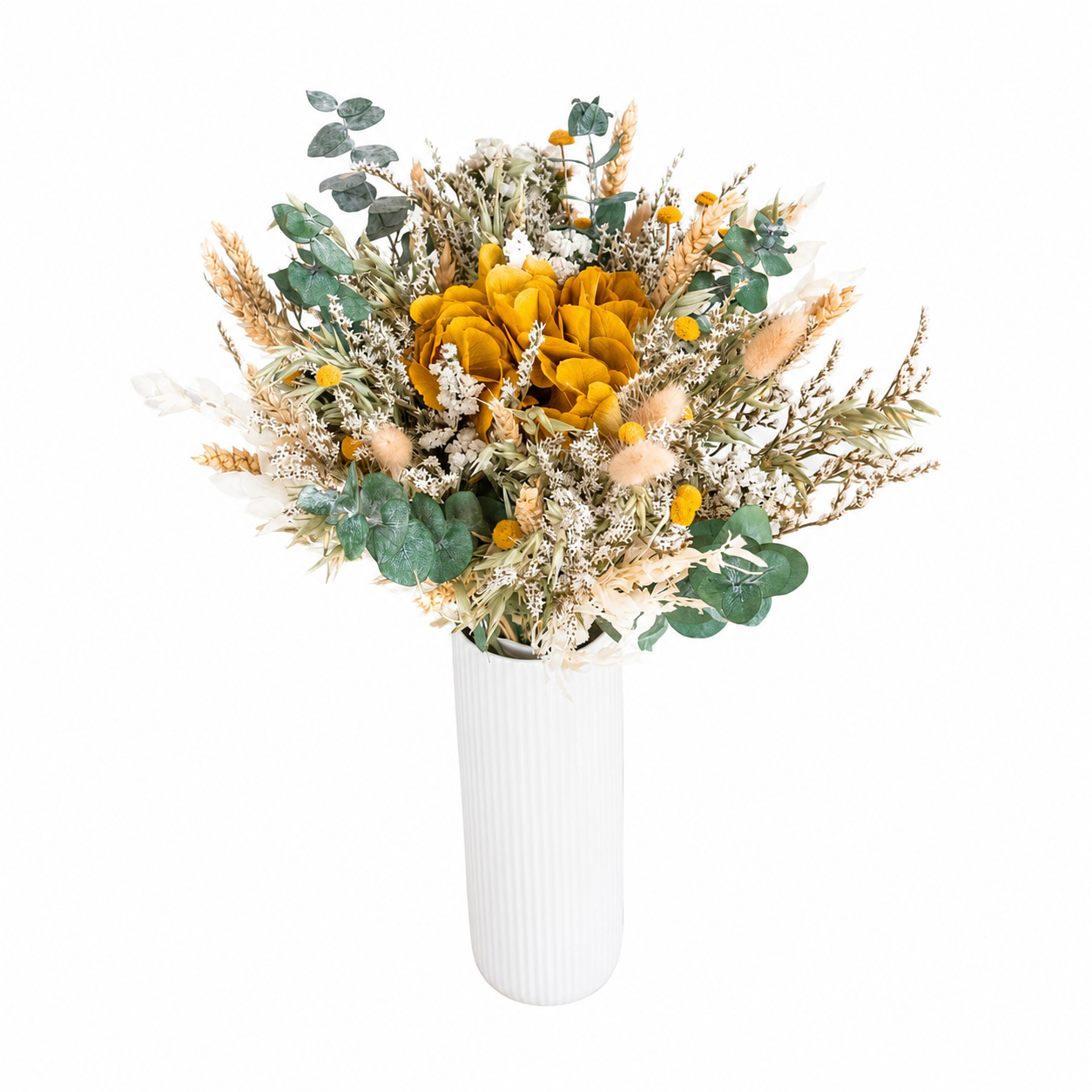 aihana＊garden 出品 Vaza aranjament floral cu horensie galbena – PlanteCadou