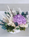 Aranjament cu hortensie prezervata lila