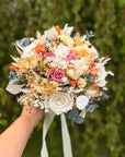 Buchet de mireasa prezervat crem roz