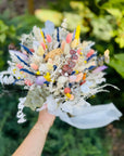 Buchet de mireasa pastelat din flori uscate