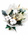 Buchet cu flori de bumbac alb nude