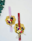 Set 2 lumanari decorative cu flori uscate